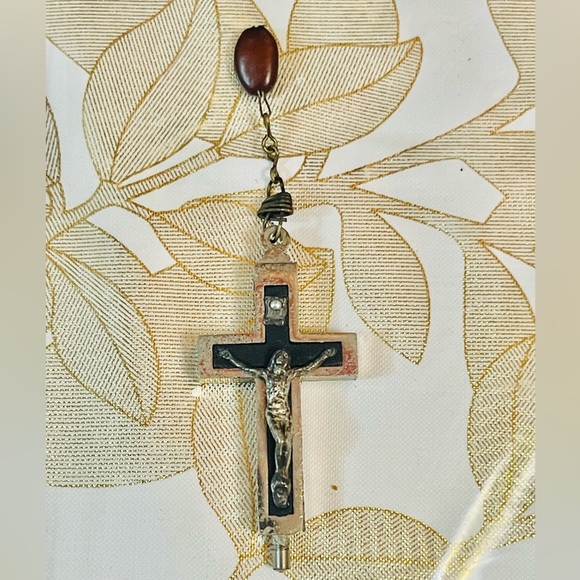 VTG CRUSIFIX RELIC CROSS PENDANT RELIGIOUS CATHOLIC CHRISTIAN Roma Italy - Picture 1 of 5